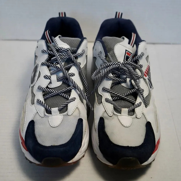 MEN'S FILA RAY TRACER GRAPHIC CLASSIC DAD SHOES WHITE/BLUE/RED/GREY SIZE 10 1/2 - Picture 2 of 7